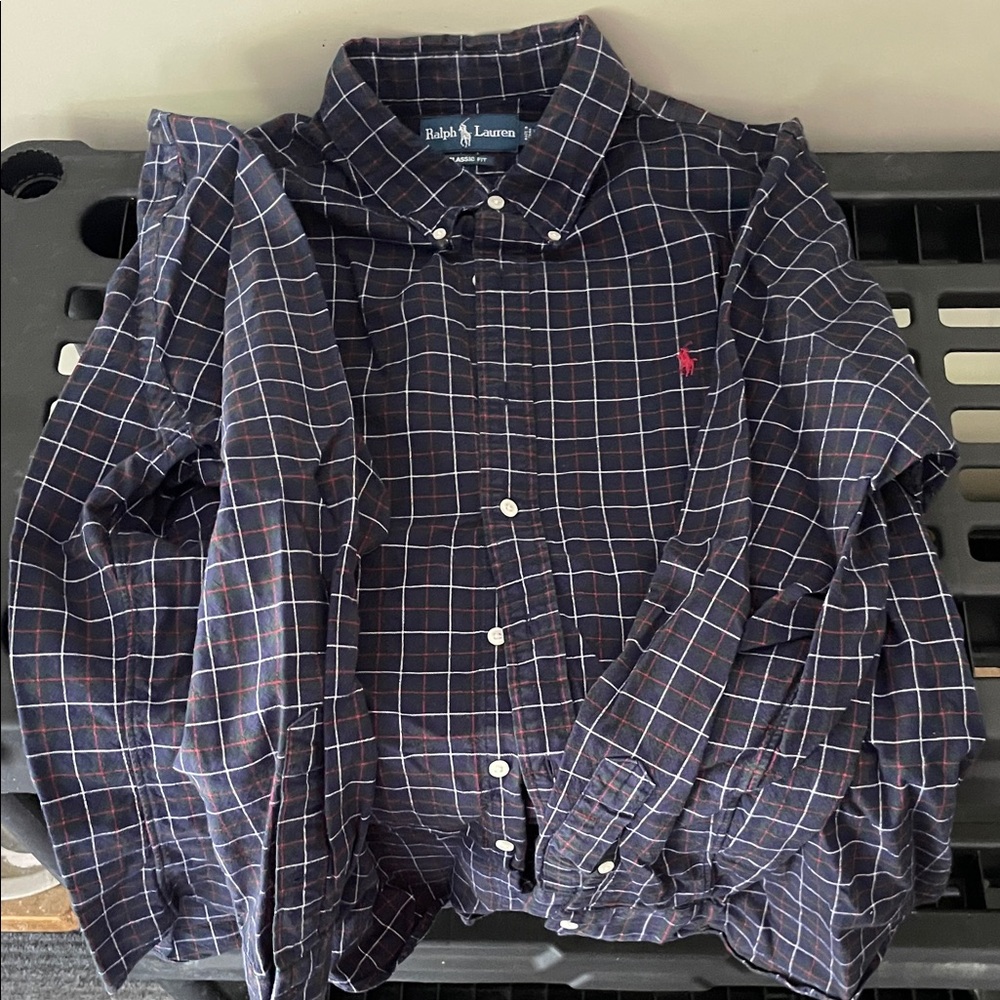 Ralph Lauren Men's Dark Blue Plaid Shirt